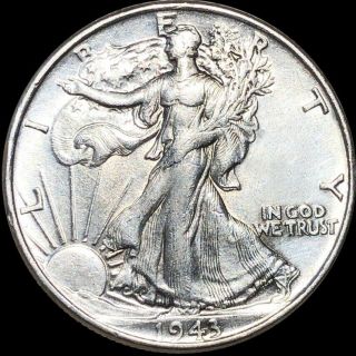1943 Walking Half Dollar Closely Uncirculated Liberty Silver Collectible Coin Ms
