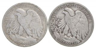 (2) 1936 & 1947 - D Walking Liberty Half Dollars 90 Silver $1.  00 Face 010 2