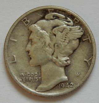 1942 Usa Silver Mercury Dime Coin Km 140 0.  0723 Oz Asw Sb5977