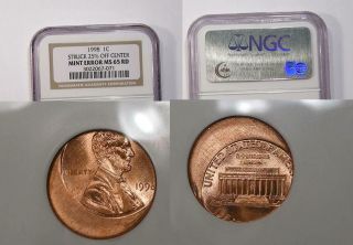 1998 - P Cent 25 Off Center Error Ngc Ms65 Rd 21 Yrs Old Inv 374 - B21
