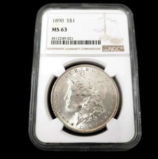 1890 Us United States Morgan Silver $1 One Dollar Ngc Ms63 Collector Coin Wd9021