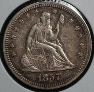 1857 Seated Liberty Quarter 25c Coin | 1