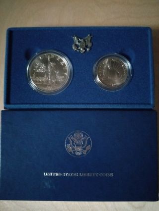 United States Liberty Coins - 1986 - 2 Coins Proof & Uncirculated Set