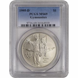 1995 - D Us Atlanta Olympic - Gymnast - Commemorative Bu Silver Dollar - Pcgs Ms69