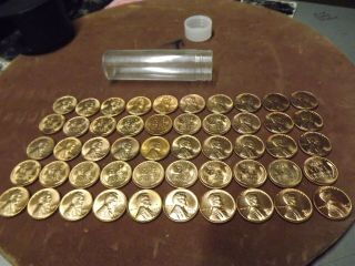 1957d Wheat Penny Roll With Tube Most Very Shiny See Pictures Estate
