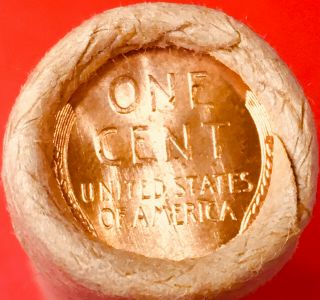 1915 - D / Bu Tails Wheat End Obw Bank Wrap Lincoln Weat Penny Roll
