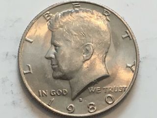 1980 D Kennedy Half Dollar Error Coin Reverse Doubling America & Half Dollar