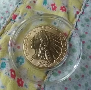 1929 Indian Eagle Coin Commemorative Gold Tone 5 Dollar