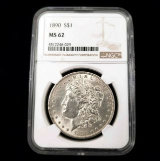 1890 Us United States Morgan Silver $1 One Dollar Ngc Ms62 Collector Coin Wd6029