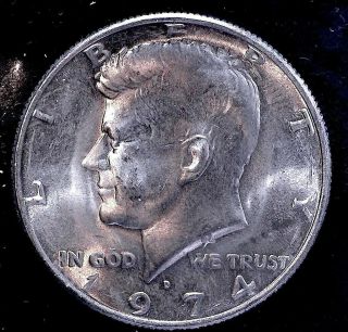 1974 - D 50c Ddo Kennedy Half Dollar Double Die Obverse Brilliant Details Au,