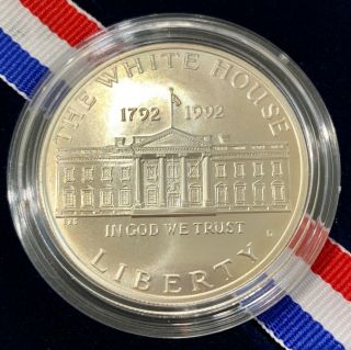 1992 - D $1 White House 200th Anniversary Uncirculated Silver Dollar W/ Box &