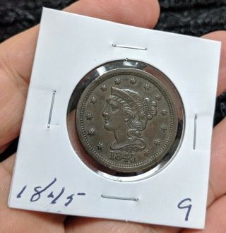 1845 Liberty Head Large Cent - Hi Grade - 9