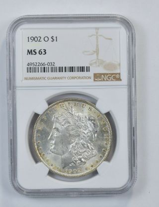 Choice Unc 1902 - O Morgan Silver Dollar - Graded Ngc - Ms - 63 982