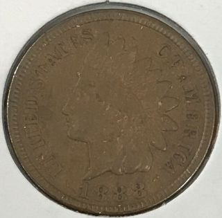 1888 - Bronze Indian Head Penny - 1¢ Us Coin - Coinage A87