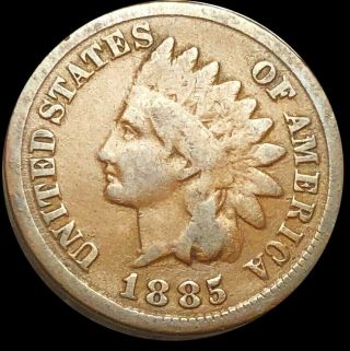 1885 Indian Head Copper Penny Nicely Circulated Great Detail Philly Coin No Res