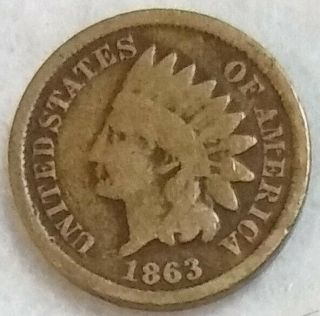 1863 Copper Nickel Indian Head Cent Rare Better Date See Pictures 41
