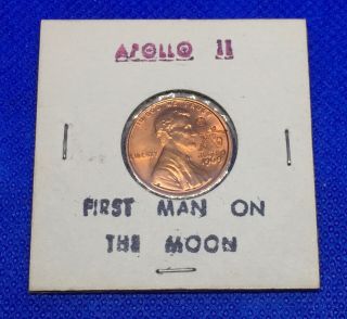 1969 Lincoln Cent Counterstamped Apollo 11 Moon Landing 7/20/69 Penny Coin
