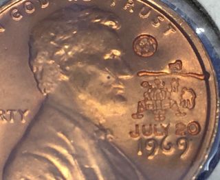 1969 Lincoln Cent Counterstamped Apollo 11 Moon Landing 7/20/69 Penny Coin 3