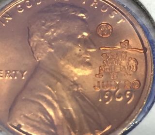 1969 Lincoln Cent Counterstamped Apollo 11 Moon Landing 7/20/69 Penny Coin 5