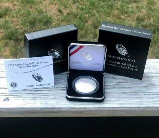 2014 - P Us Baseball Hall Of Fame Commemorative Proof $1 Silver Coin
