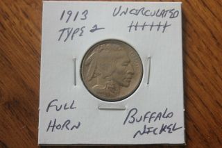 1913 Type 2 Full Horn Unc,  Buffalo Nickel