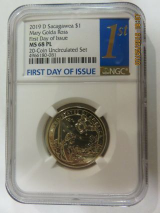 2019 D Sacagawea Dollar - Ngc Ms 68 Pl - From 20 Coin Uncirculated Set - Fdoi