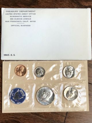 1965 Set Envelope 40 Silver Kennedy Us Special Set 5 Coins