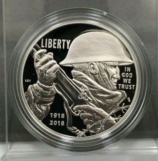 2018 - P $1 Wwi Centennial Proof Silver Dollar Us Coin World War 1 No Box