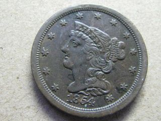 1854 Braided Hair Half Cent - Vf Plus