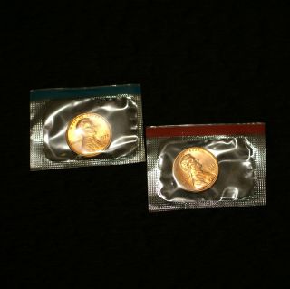 1978 P,  D Lincoln Memorial Penny Uncirculated In Cellophane From Set