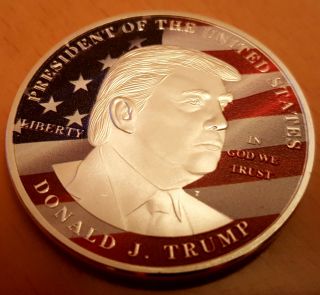 President Donald J Trump Silver Coin Make America Great Again Usa Flag Liberty