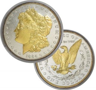 1884 O $1 Morgan Silver Dollar Gold And Silver Plated In Capsule