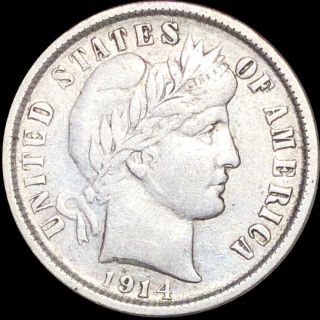 1914 Barber Dime Nearly Uncirculated Philadelphia Shiny Ms Bu Collectible Coin