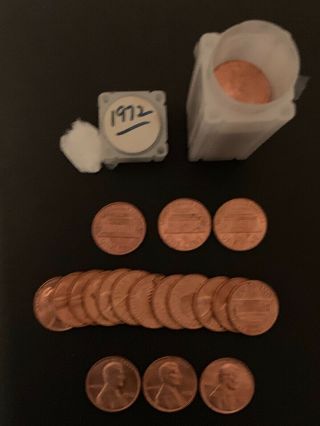 1972 P Roll Of Bu/uncirculated Lincoln Cents.  Gems