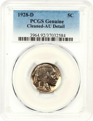1928 - D 5c Pcgs Au Details (cleaned) - Buffalo Nickel