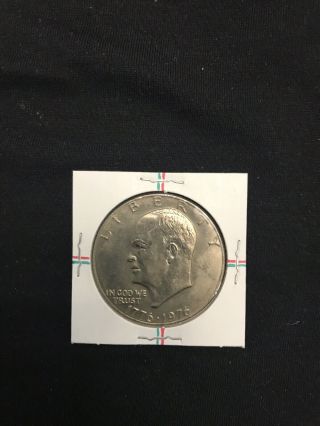 Bicentennial 1776 - 1976 Eisenhower Dollar Error Coin.  Rotated Die.  Circulated.