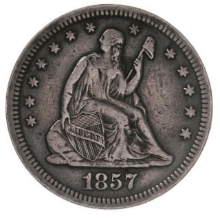 Raw 1857 Seated Liberty 25c Uncertified Ungraded Circulated Us Silver Quarter