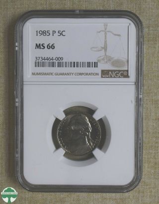 1985 - P Jefferson Nickel - Ngc Certified - Ms 66
