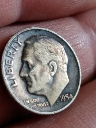 1954 D Roosevelt Dime • 90 Silver • Coin