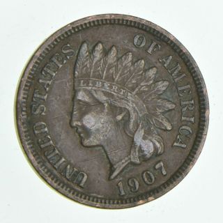Sharp - 1907 - Indian Head Cent - Great Detail In Liberty - Tough Grade 295
