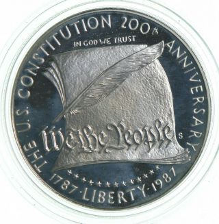 Proof 1987 U.  S.  Constitution Bicentennial Commemorative 90 Silver Dollar 517