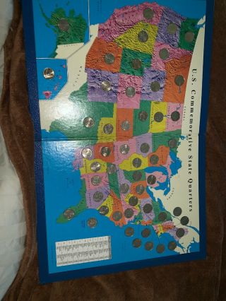 1999 - 2008 Us State Quarters Complete Set Of 50 - Coins In Album Map