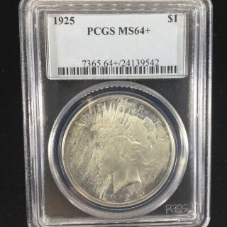 1925 P Peace Dollar Pcgs Ms64,  90 Silver U.  S.  Graded Coin