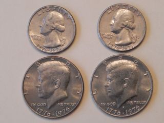 1776 - 1976 (p&d) Philadelphia/denver Minted Bicentennial Quarters & Half Dollars