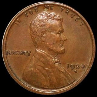 1920 - D Lincoln Wheat Penny About Uncirculated Shiny Denver Copper Cent Coin Nr