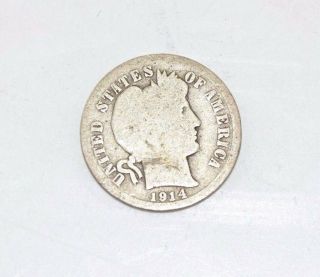 1914 - P Barber One Dime Coin Silver 90 C1806rz