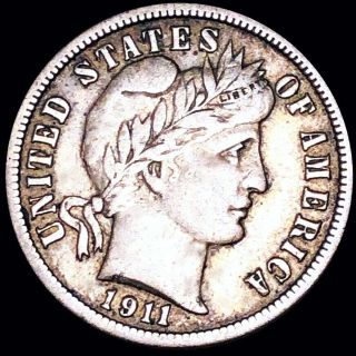 1911 - D Barber Dime Lightly Circulated Shiny Denver High End Silver Collectible