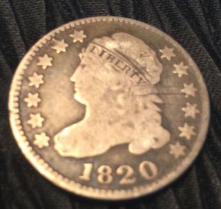 1820 Capped Bust Silver Dime.  Combine.
