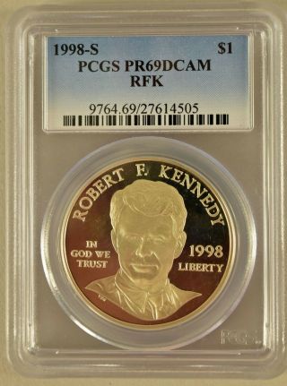 1998 S Robert F.  Kennedy Silver Proof Dollar Pcgs Pr69 Deep Cam