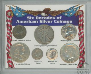 Six Decades Of American Silver Coinage 7 - Coin Set 1941 - 1964 90 (asw 1.  45 Ozt)